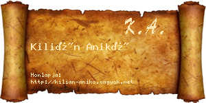 Kilián Anikó névjegykártya
