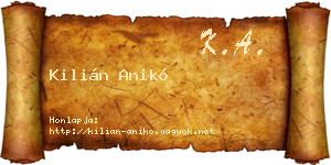 Kilián Anikó névjegykártya